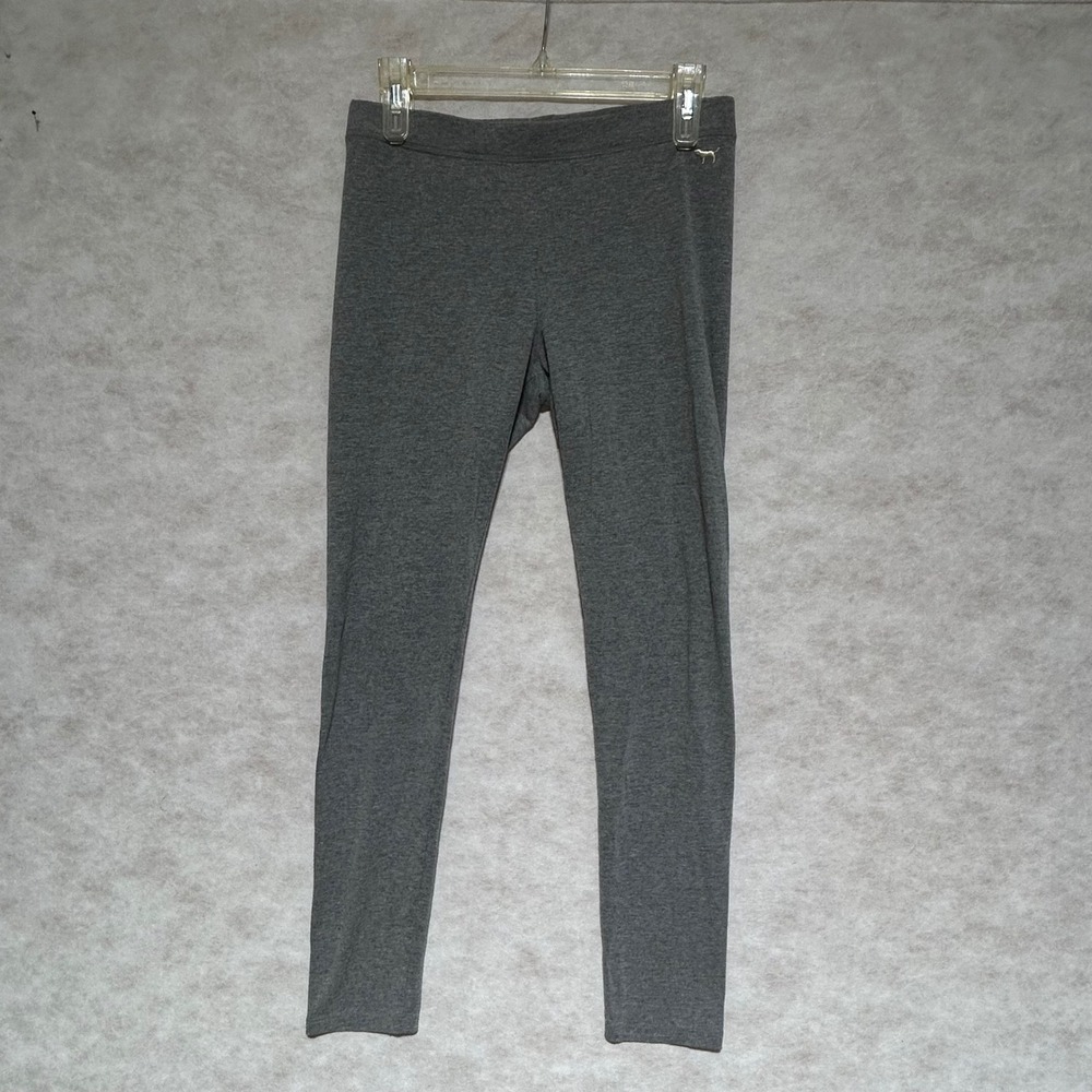 Victoria's Secret PINK Womens Medium Gray Gold Dog Logo Cotton Blend Leggings